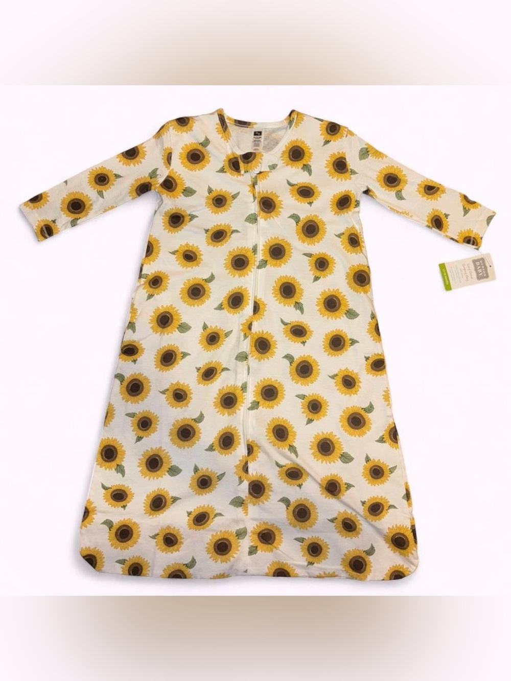 Hudson Baby Sunflower Print Sleep Sack in White, Yellow and Green